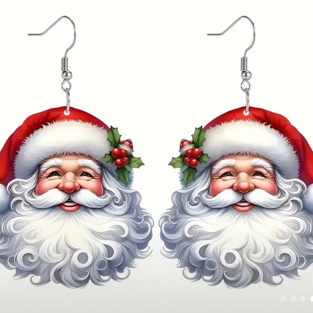 Acrylic Santa Christmas Drop Earrings